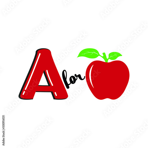 A for Apple, A Letter and Apple Vector Illustration