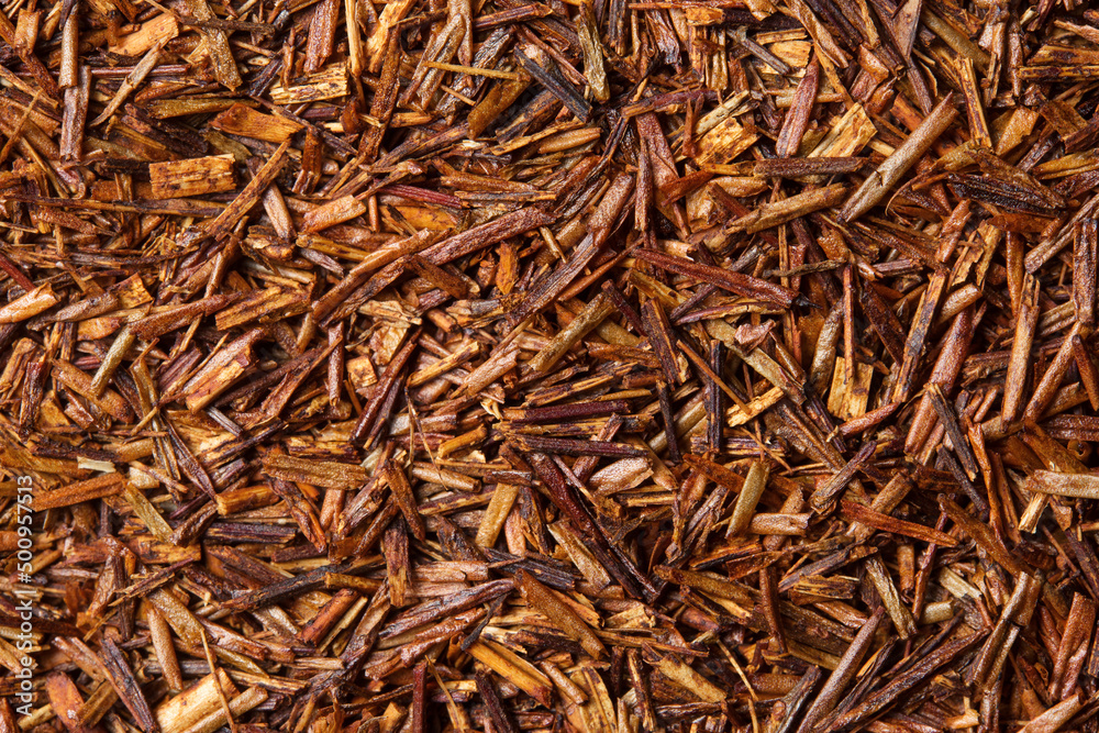 Rooibos tea on white background. Top view. Close up. High resolution Rooibos tea on white background. Top view. Close up. High resolution