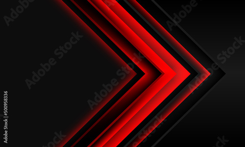 Abstract red arrow shadow direction on black metallic with grey blank space dsign modern futuristic technology background vector