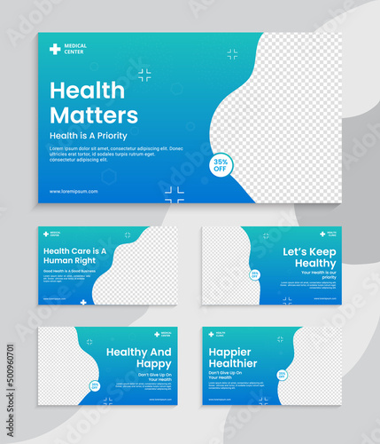 Video thumbnail for Medical healthcare and web banner template. Promotion banner design for live business workshop. Video cover for doctor. Health clinic social media health service vector layout.