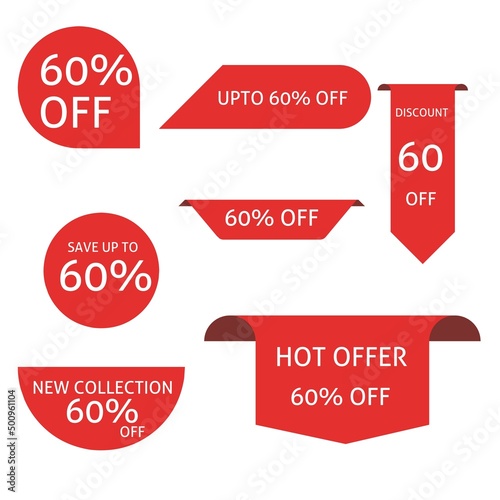Corner sticker. Curly banner sales promotion label merchandise ribbon arrival vector collection.