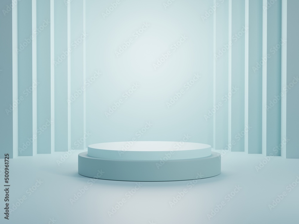 Podium mockup for product presentation, 3d rendering, light blue background Podium mockup for product presentation, 3d rendering, light blue background