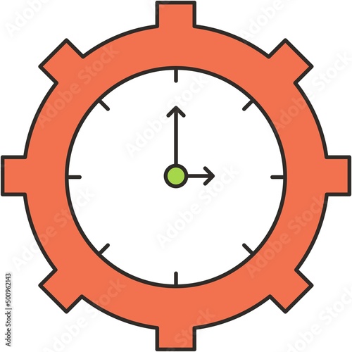 Clock gear icon vector effective time control