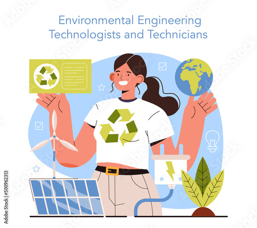 Diverse women in science. Female environmental engineer developing