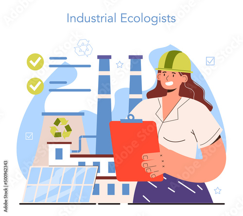 Diverse women in science. Female industrial ecologist performing