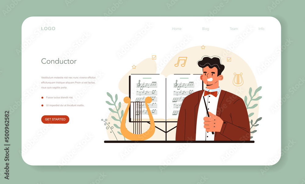 Professional conductor web banner or landing page. Conductor