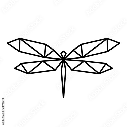 Low polly dragonfly logo, geometric symbol