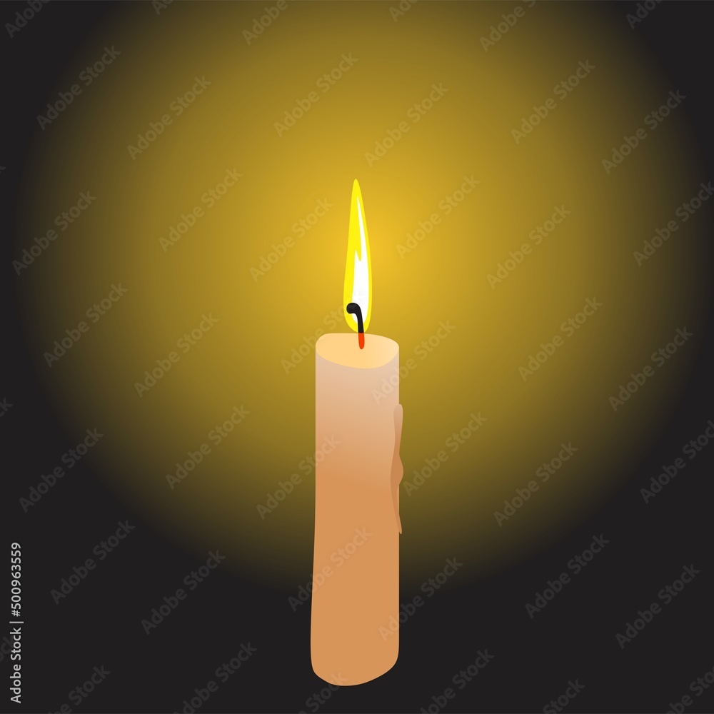 candle light vector drawing wax melting burning flame concept black