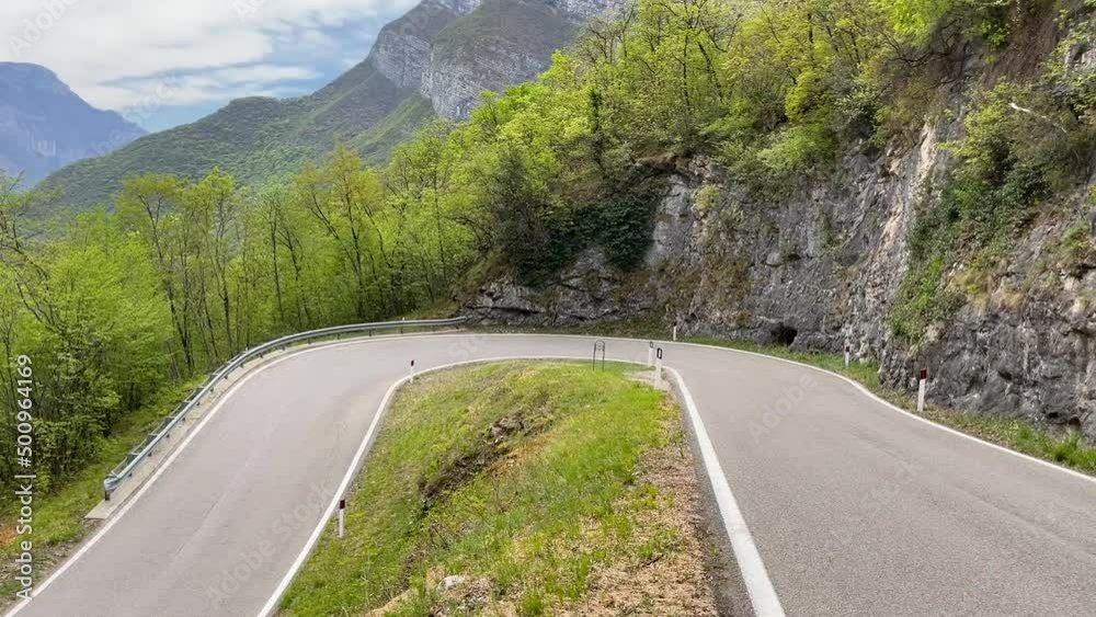 A hairpin curve in the mountains on the west side of Lake Garda A hairpin curve in the mountains on the west side of Lake Garda
