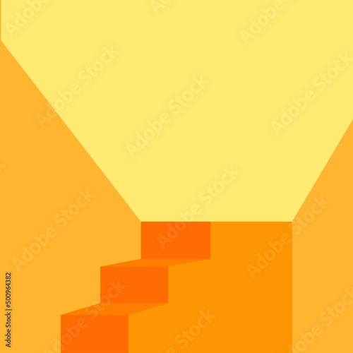 yellow staircase with which there is light on a yellow background
