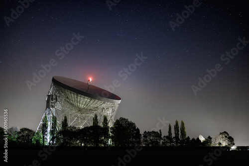 Lovell radio telescope at Jodrell Bank in the United Kingdom, the third largest steerable radio telescope in the world