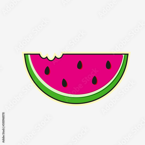 A slice of ripe watermelon. Sticker, sticker, icon.