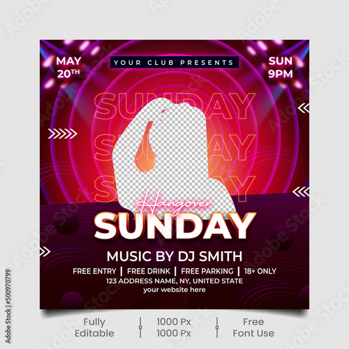 Club dj party flyer social media post and web banner
