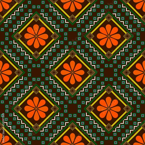 Geometric ethnic pattern traditional Design for background,carpet,wallpaper,clothing,
wrapping,Batik,fabric,sarong,embroidery style.