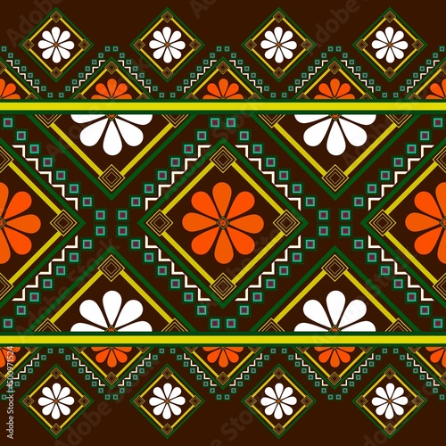 Ethnic geometric folk ornament. Tribal ethnic vector texture. Seamless striped pattern in Aztec style. Tribal embroidered figure. Indian, Scandinavian, Gypsy, Mexican, folk patterns.