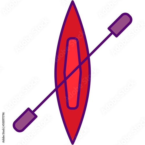 Boat vector icon, line canoe kayak illustration