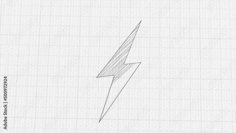 Lightning bolt icon with color drawing effect. Doodle animation. 4K ...