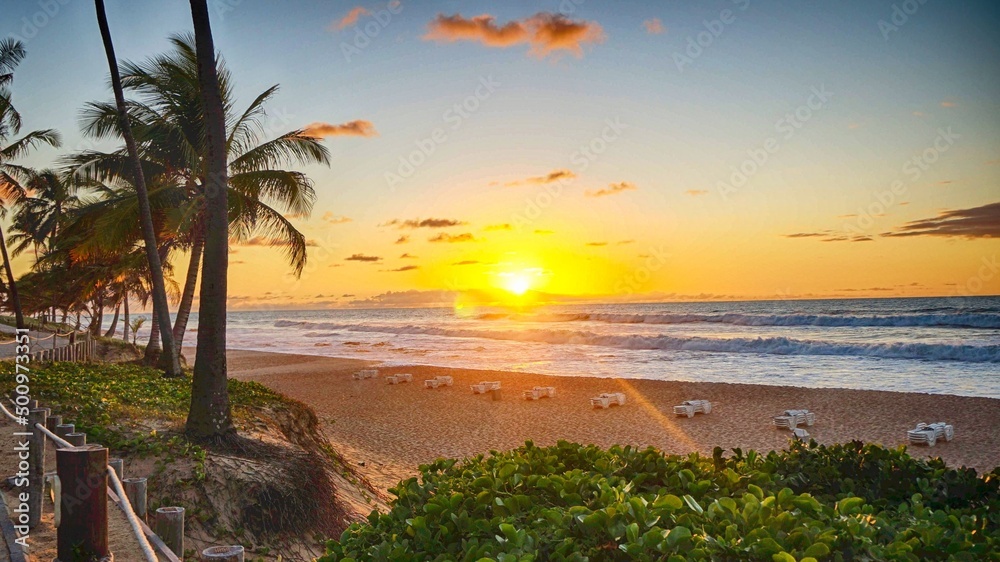 sunset over the beach