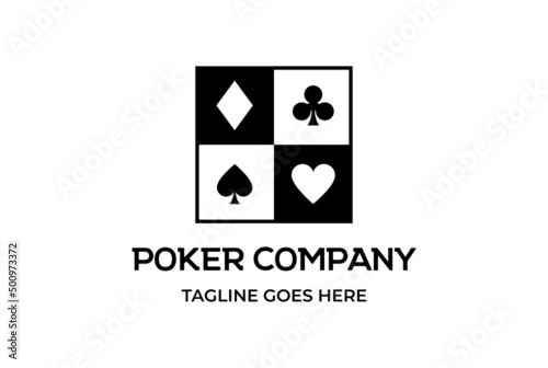 Black Square Poker Card for Casino Gambling Sport Club Logo Design Vector