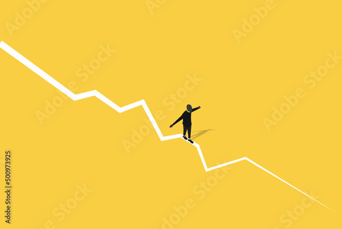 Young man balancing himself. work life balance career opportunity vector symbol. Job opportunity and career.