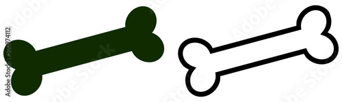 Dog bone icon set. Silhouette and outline vector illustration isolated on white background.