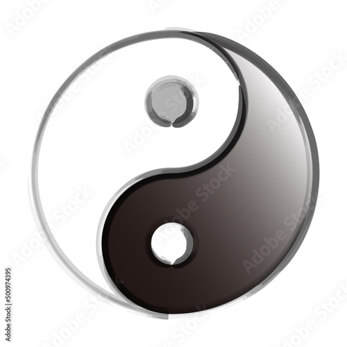 水墨風テクスチャーで描かれた陰陽太極図、占い・オカルトモチーフ