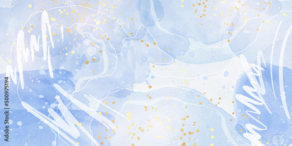 Vecteur Stock Light blue and pastel teal liquid marble watercolor