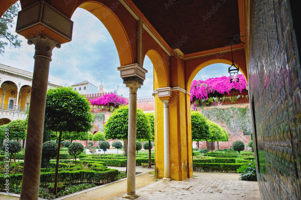 Fototapeta premium The House of Pilatos called Casa de Pilatos in Seville, Spain. Its architecture is an original mix of Italian Renaissance and Andalusian mudejar style.
