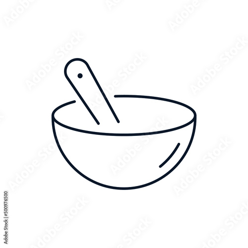 Bowl and spoon. The concept of cooking, restaurant. Vector icon isolated on white background.