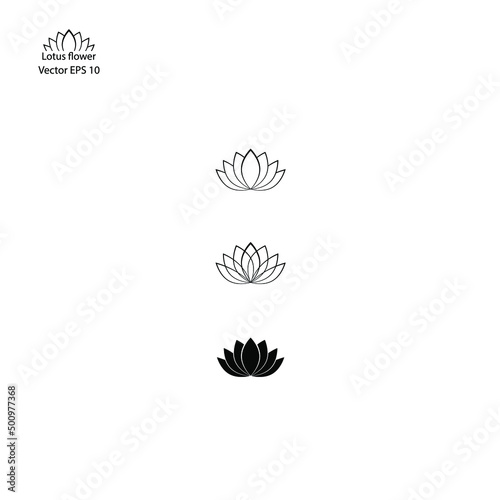 Lotus flower vector EPS 10. Flower set icon isolated on white. Water lily outline and silhouette logo, sustainable consumption or eco concept.