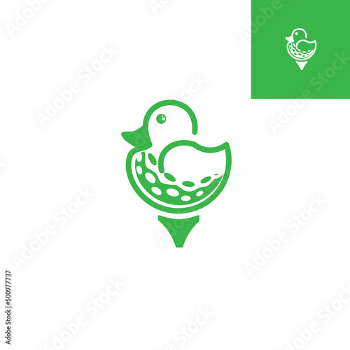 Duck golf clean logo illustration icon