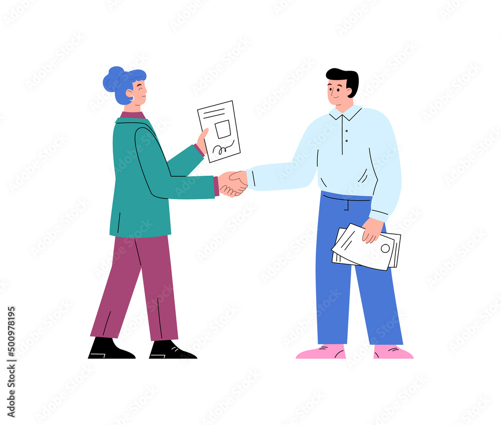 Business people with documents of company rules vector illustration isolated.