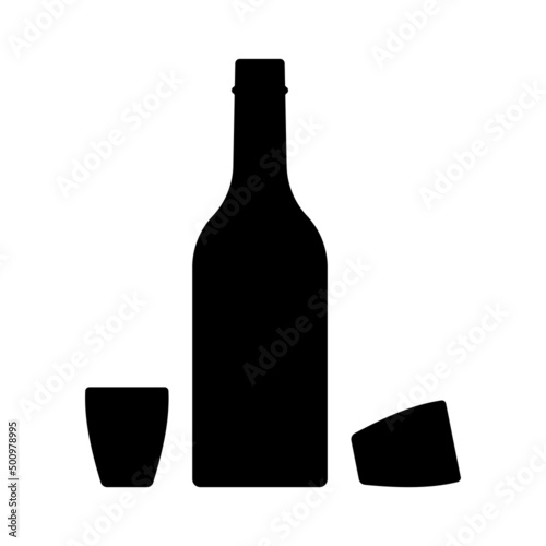 Bottle icon. Black silhouette. Front side view. Vector simple flat graphic illustration. Isolated object on a white background. Isolate. photo