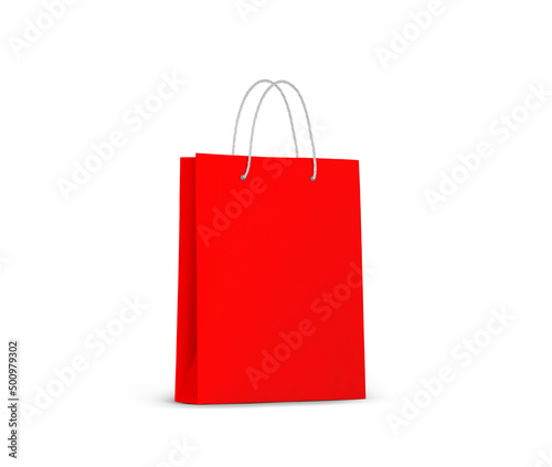 Red empty Shopping Bag for advertising and branding
