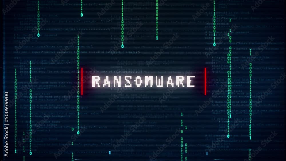 Ransomware Attack glitch text. Anaglyph 3D effect. Technological retro ...