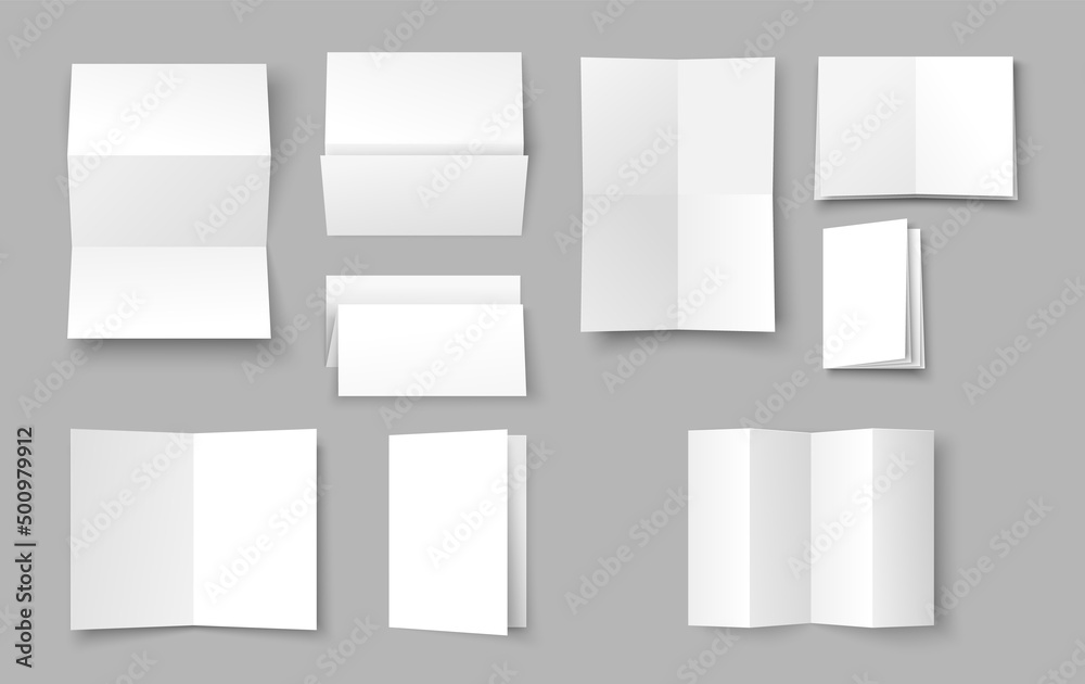 Empty white folding paper with copy space set Empty white folding paper with copy space set