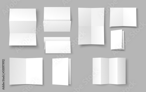 Empty white folding paper with copy space set photo