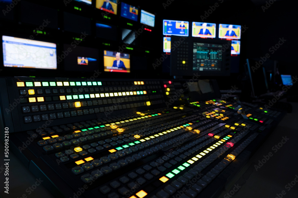 TV Production Switcher in Control Room