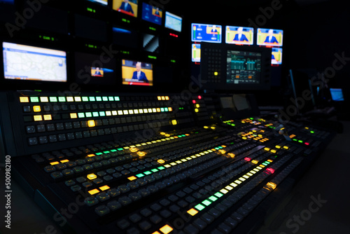 TV Production Switcher in Control Room