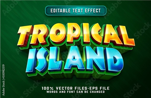 tropical island 3d cartoon text effect premium vectors