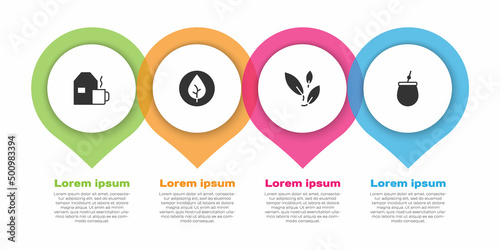Set Cup of tea with milk, Tea leaf, and Mate. Business infographic template. Vector