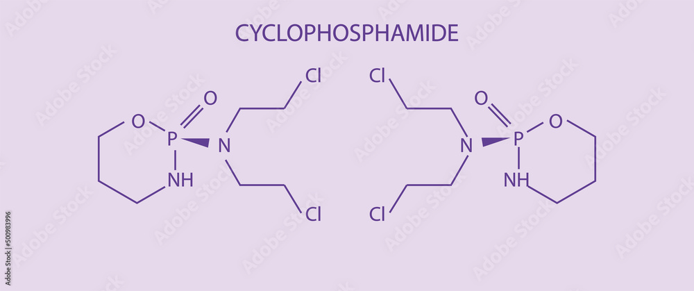 Obraz premium Chemical structure of drugs for Lupus treatment.Cyclophosphamide