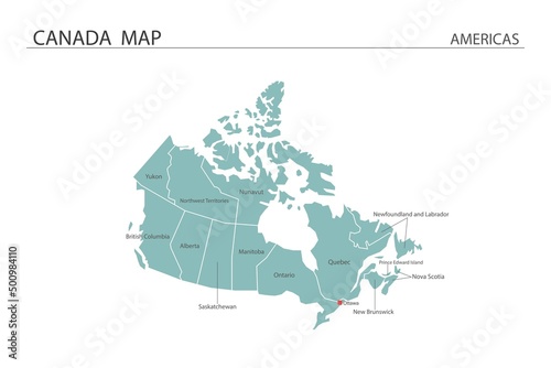 Canada map vector illustration on white background. Map have all province and mark the capital city of Canada.