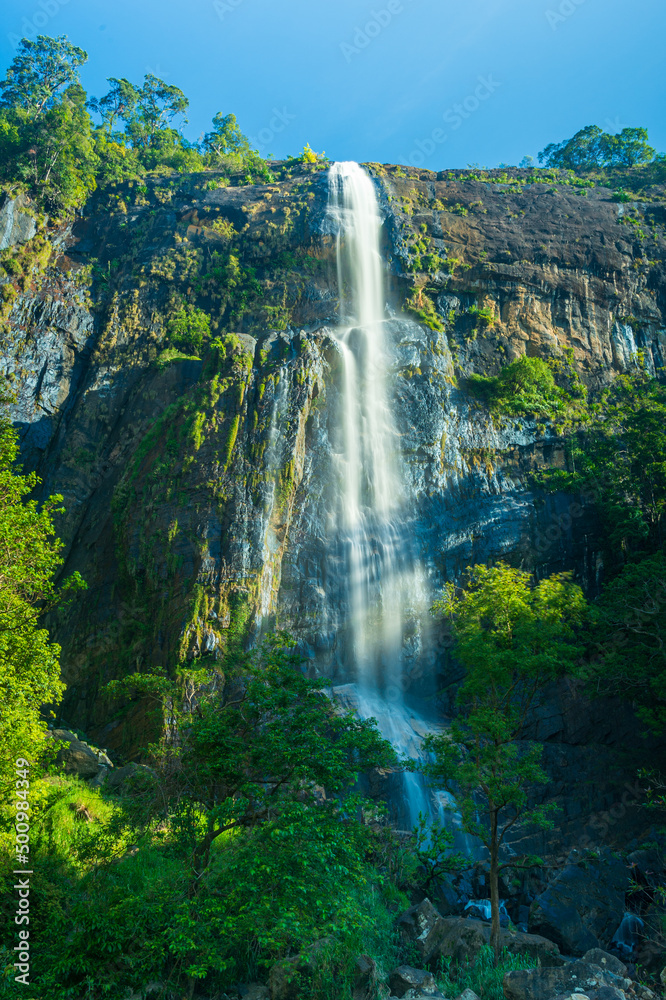 Exiting view of waterfall in Sri Lanka Exiting view of waterfall in Sri Lanka