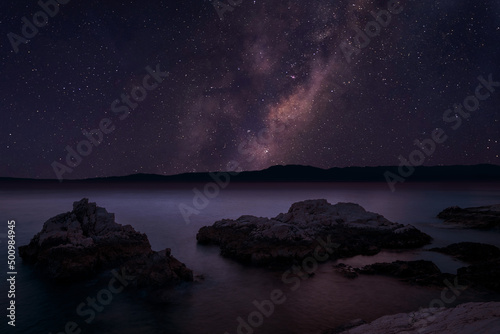 Beautiful night starry sky over the sea © Jiri Dolezal