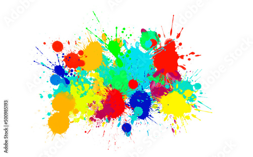 Splashing colorful watercolor colors on paper to create a background texture