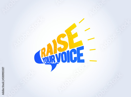Raise your voice to save Ukraine concept vector illustration. Social media and Ukraine social problem protest poster.