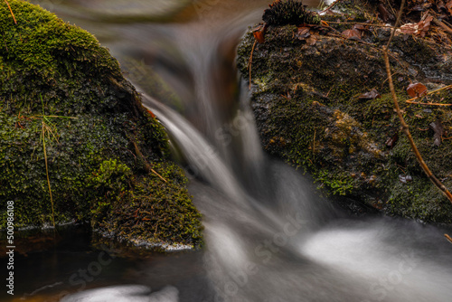 Cerveny creek with Cerveny waterfall in Jizerske mountains in spring morning photo