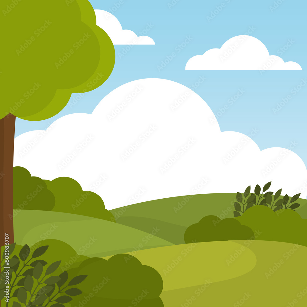Poster field forest landscape vector illustration Poster field forest landscape vector illustration