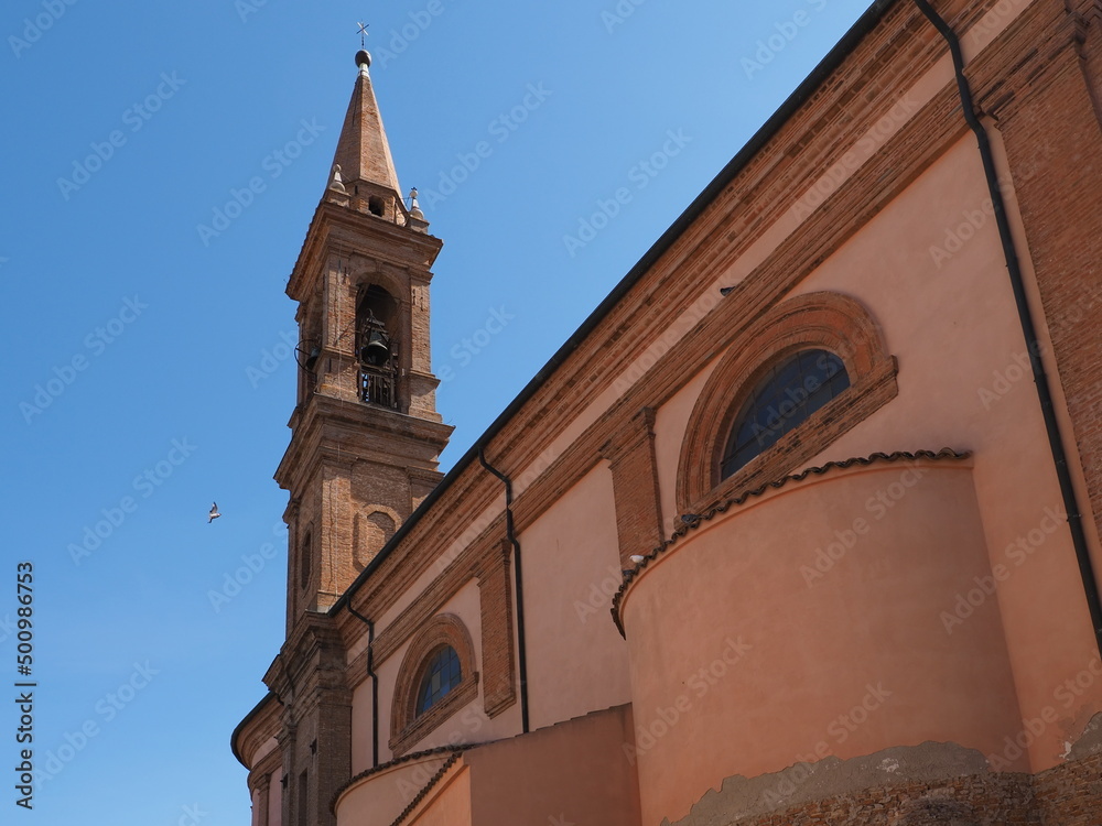 Fototapeta premium Comacchio, Italy. The bell tower of the seventeenth-century Del Rosario church.